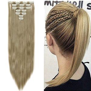 NEW 16 Clips 23"-24" Thick Curly Straight Full Head Clip in on Double Weft Hair